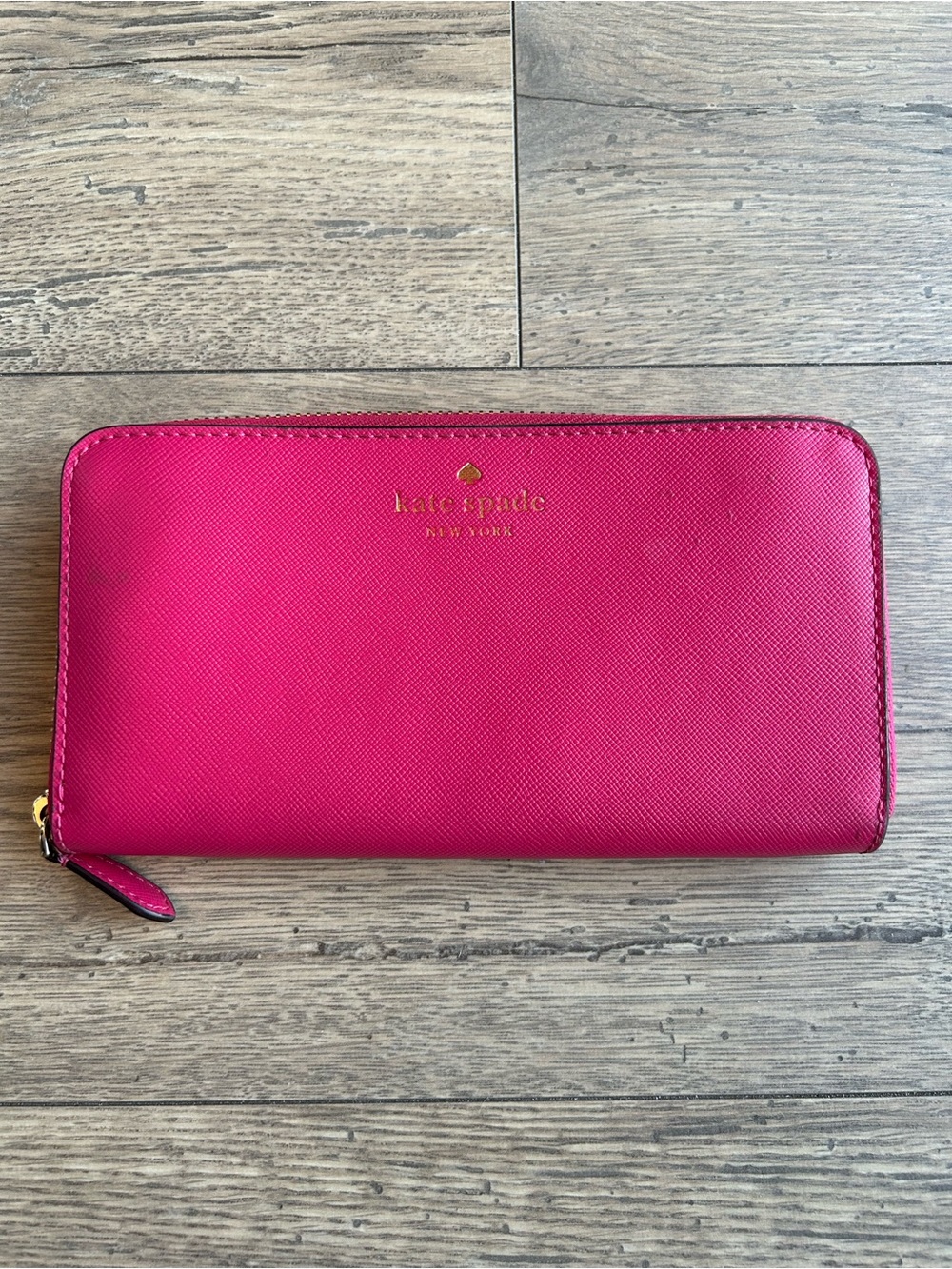 kate spade Fuschia Zip-Around Leather Wallet